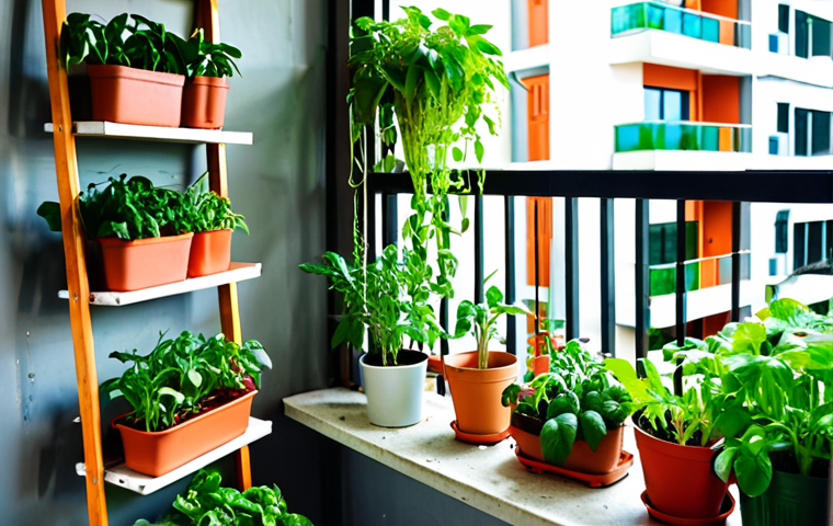**Prompt 1:** A serene personal oasis on a small condo balcony in a bustling Thai city. Vibrant green holy basil, red chili plants, and fresh salad greens thrive in various pots and a compact DIY vertical garden made from repurposed materials. Warm, natural sunlight illuminates the scene, highlighting the lush foliage. In the background, subtly blurred city buildings convey the urban environment, emphasizing the contrast of nature amidst concrete. The overall atmosphere is peaceful, fulfilling, and embodies the joy of growing fresh, clean food in a limited space.
    *   **Keywords:** Thai urban farming, condo balcony garden, holy basil, chili plants, salad greens, vertical garden, repurposed materials, natural light, peaceful, personal oasis, vibrant green, city background.