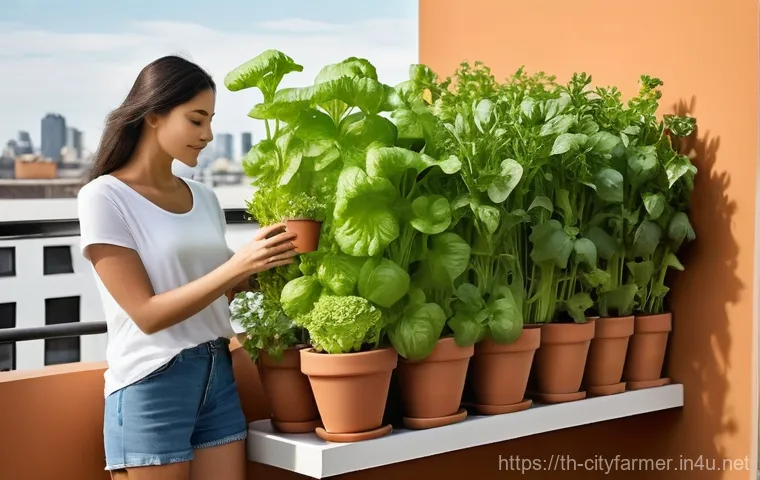 도시농업과 도시 건강의 관계 - **Urban Balcony Oasis:**
    "A serene and sun-drenched apartment balcony transformed into a lush ur...